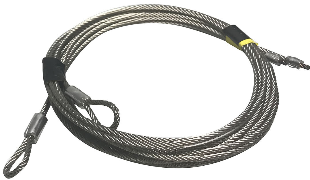 Garage Door Torsion Spring Cables Plain Loop W/Stop 5/32" 7x19 9'8" (Pair)