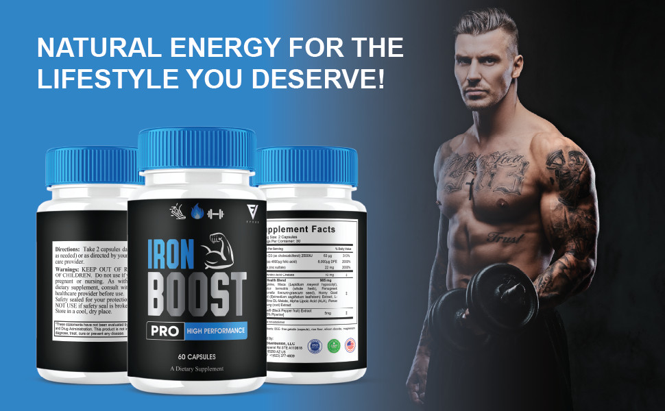 (2 Pack) Iron Boost Pro High Performance Supplement, IronBoost (120 Capsules)