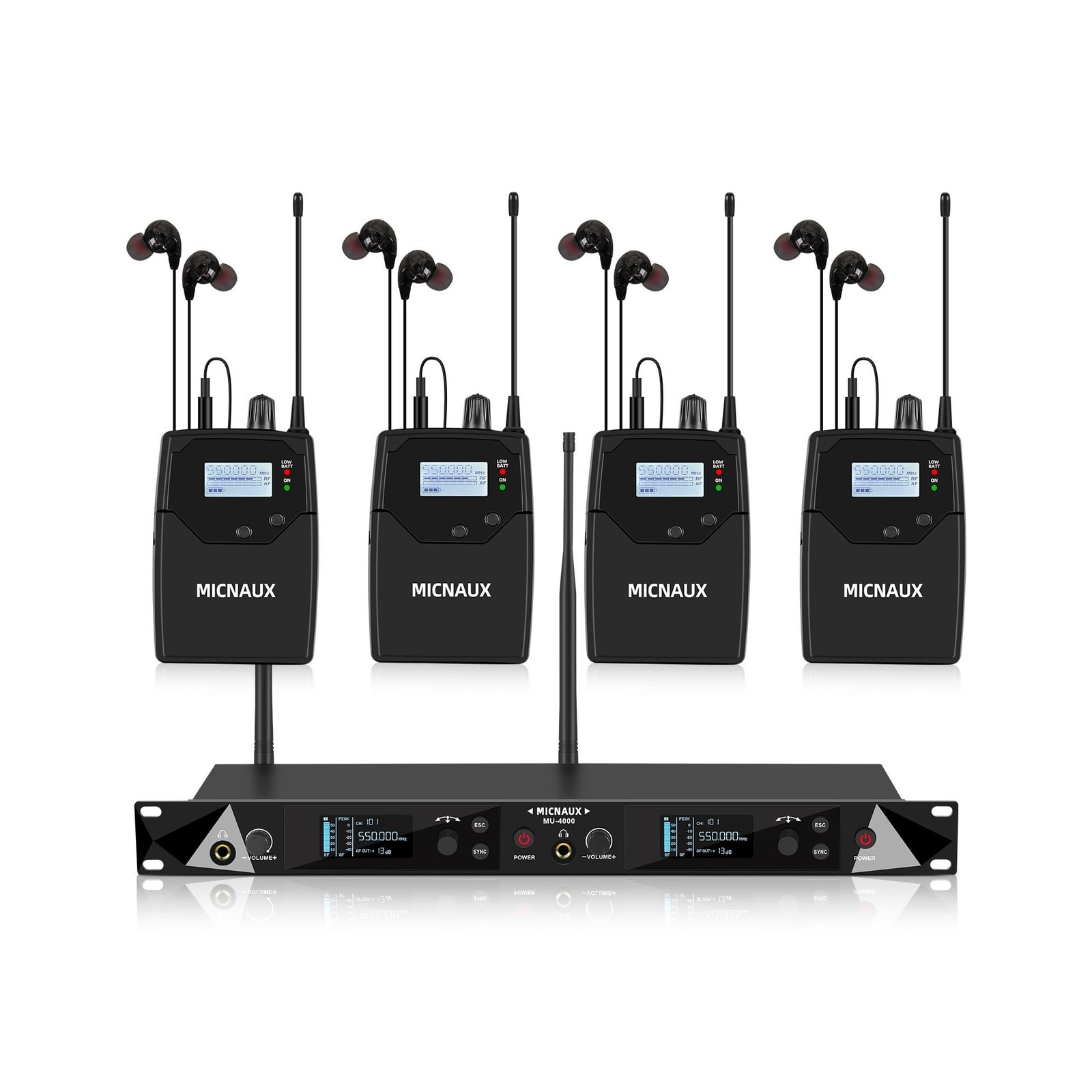 Wireless in Ear Monitor System, 2 Channel UHF Pro Mono IEM System for Singer ...