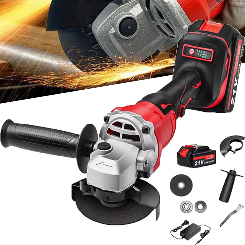 Cordless 4-1/2 Power Angle Grinder with 21V Battery Cutting Disc Power 11000 RPM