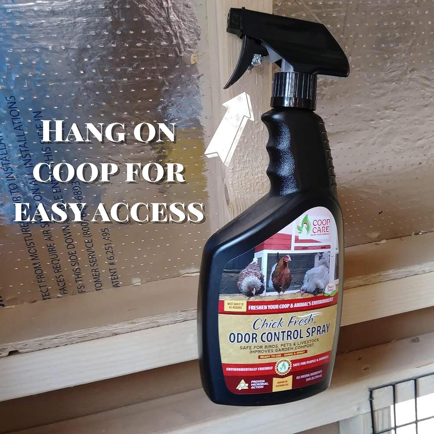 Chicken Coop Odor Control Spray for Chickens & Brooders, 24 oz