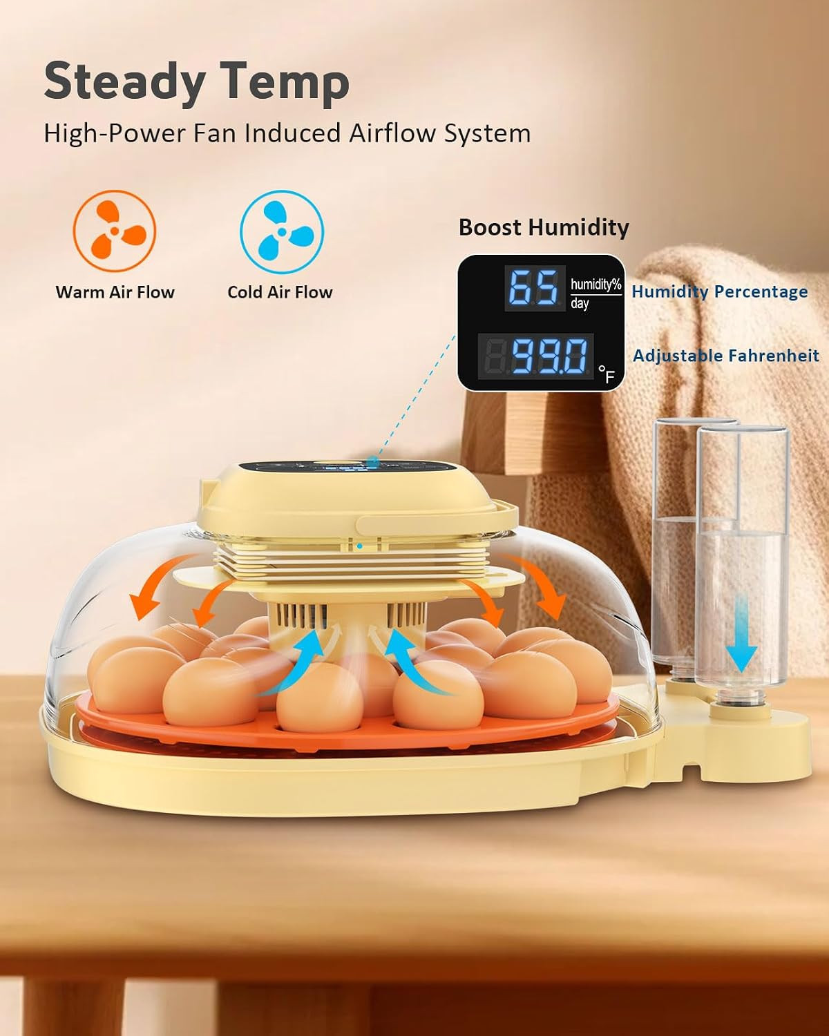 18 Egg Incubator for Hatching Eggs with Automatic Turning, Digital Temperature &