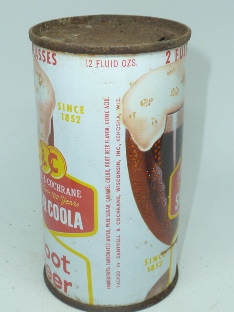 Empty Top Opened 12oz C & C Super Coola Root Beer Flat Top