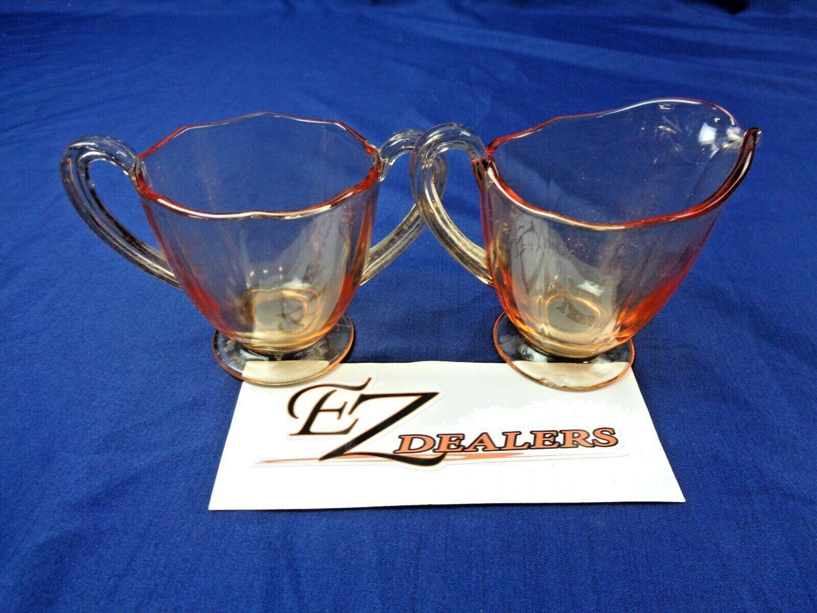 Glass Sugar and Creamer Set - Orange/Red