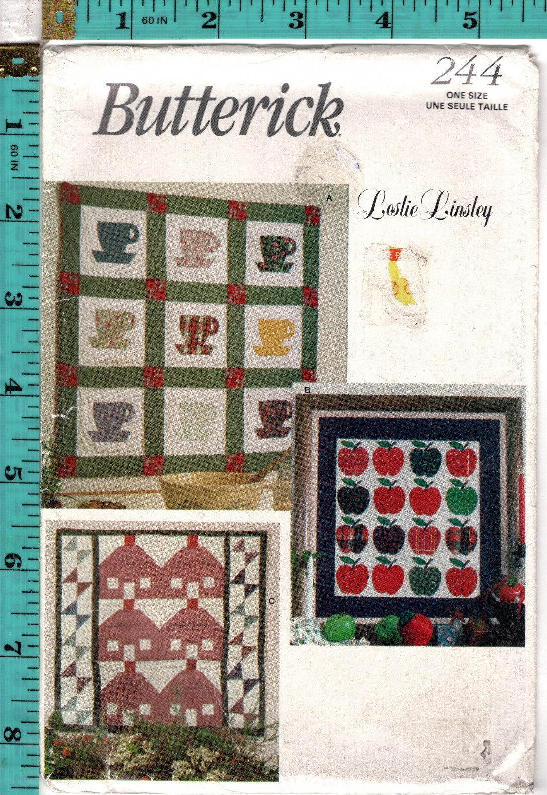 "Easy Wall Quilts" ©1993 Butterick Leslie Linsley Sewing Quilt Craft Pattern 244
