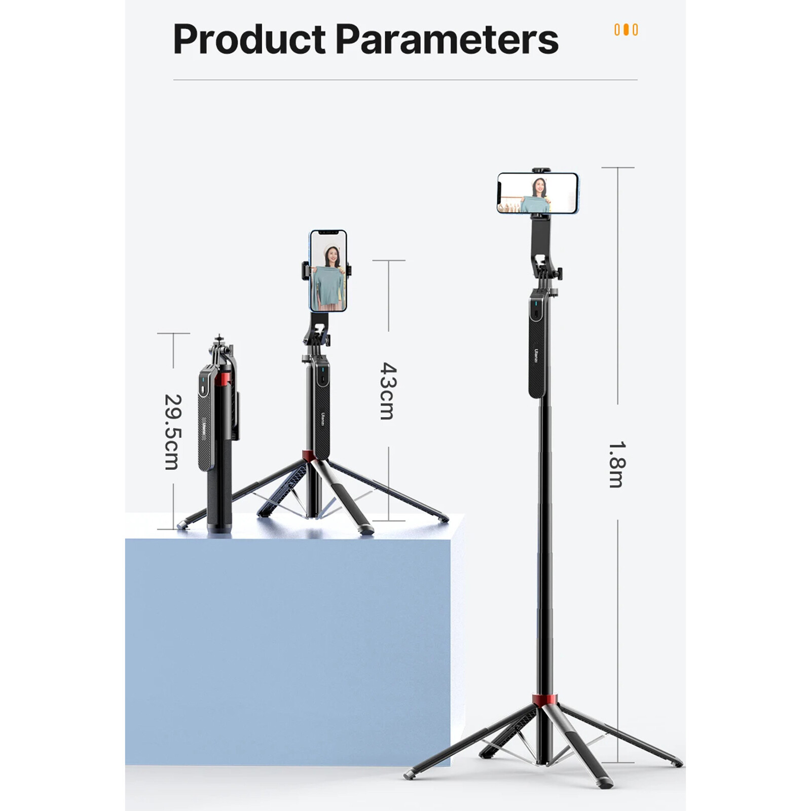 Ulanzi MA09 Bluetooth Remote Control Selfie Stick Tripod for Camera Phone