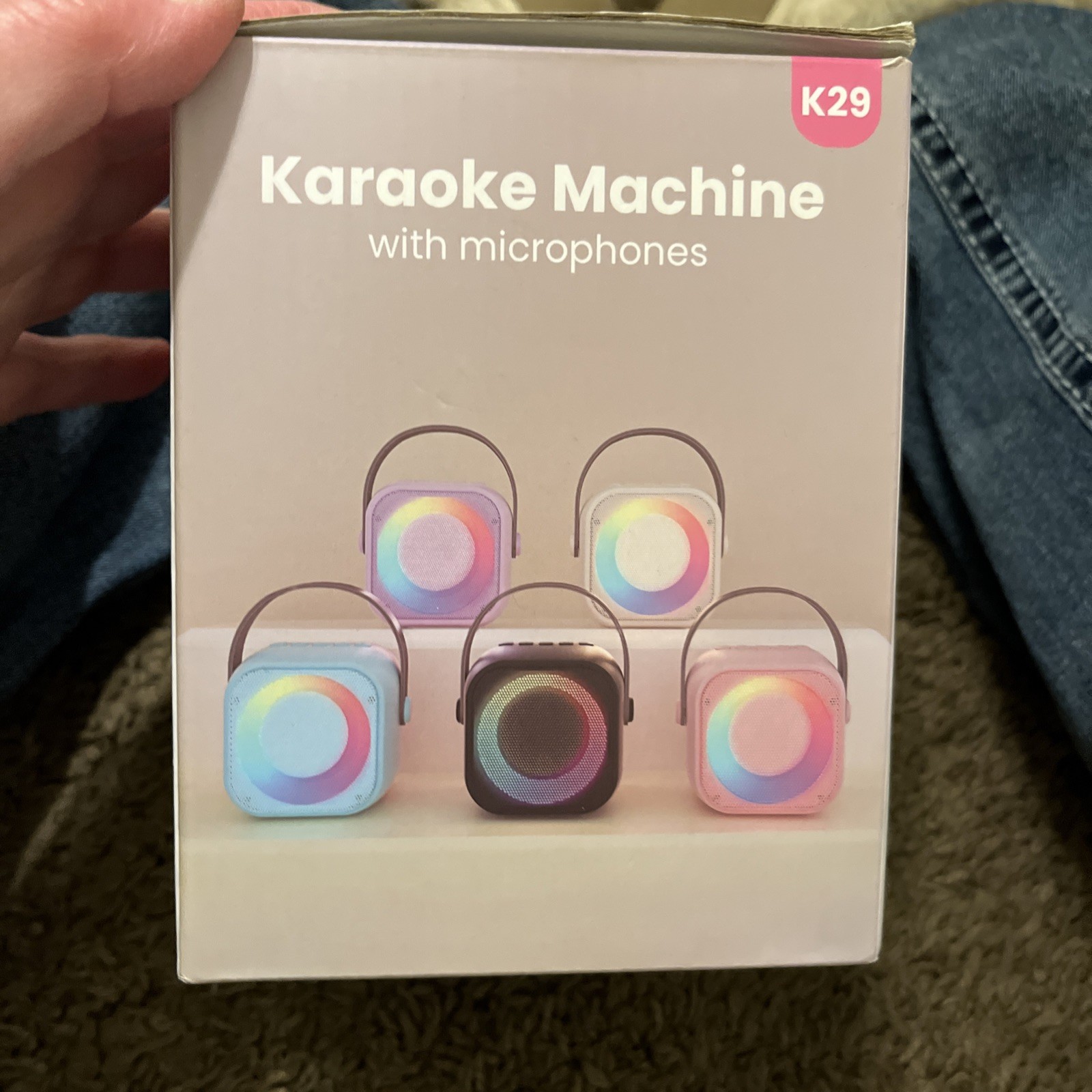 Mini Karaoke Machine with 2 Wireless Microphones Bluetooth Speaker Pink NEW