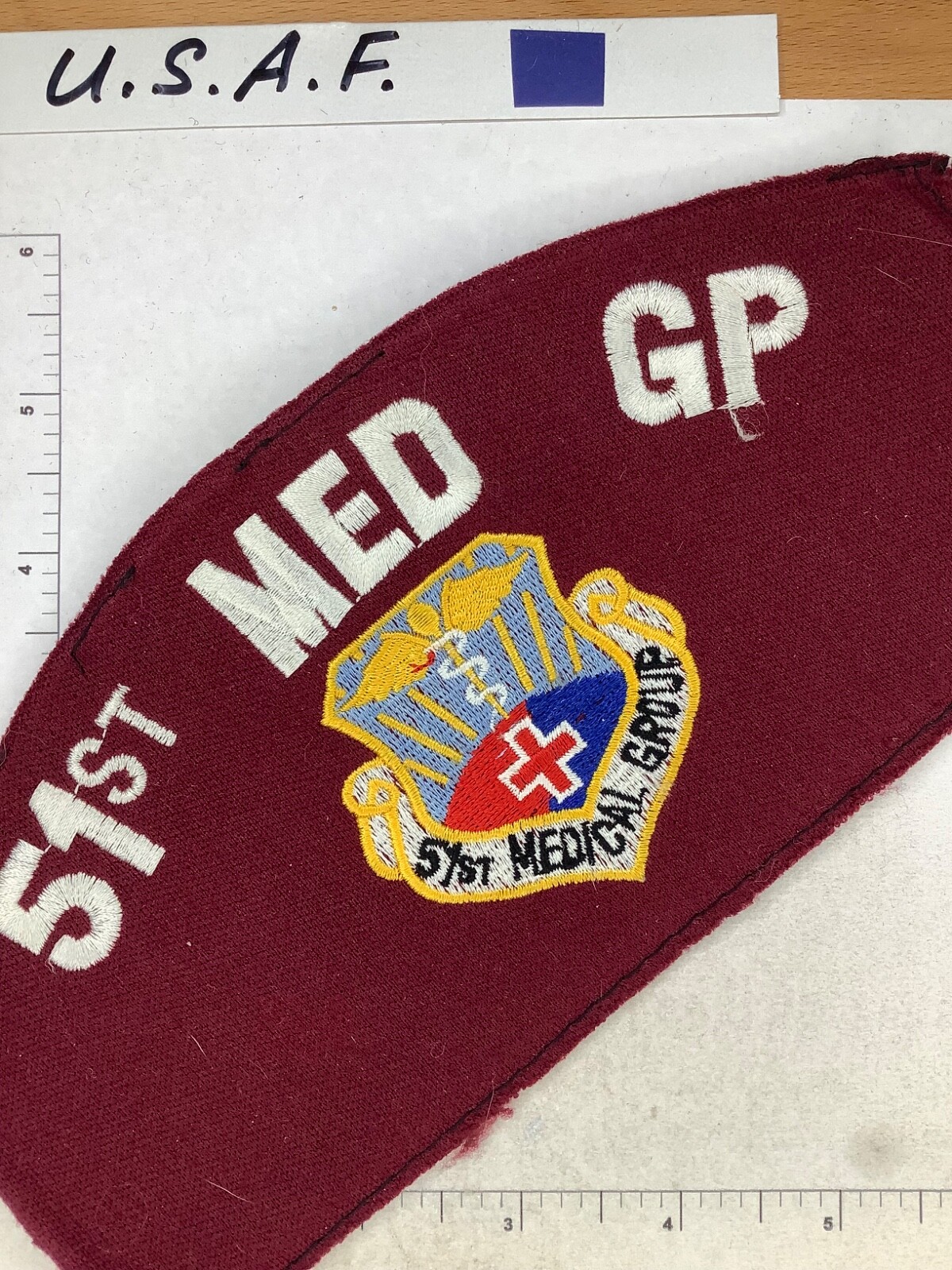 HUGE VINTAGE 51ST MEDICAL GROUP ARM BAND OR FRONT OF HAT PATCH