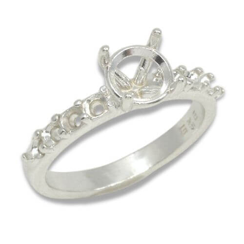 Round Basket Head Accented Pre-notched Ring Mounting