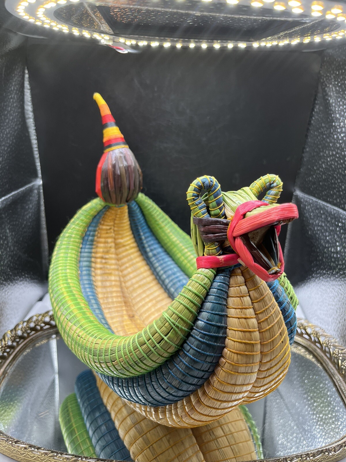 Vintage Chinese Dragon Hand Woven Basket