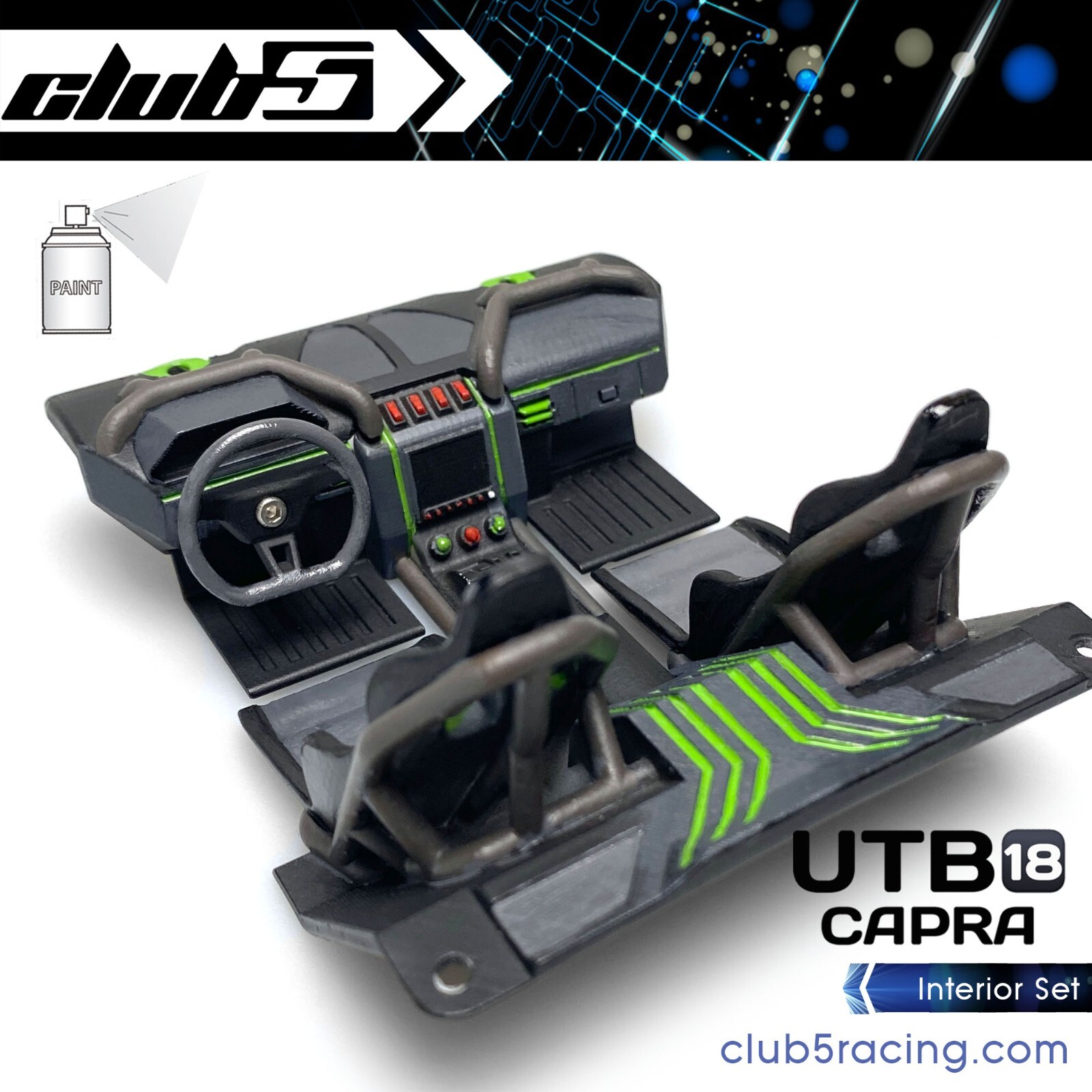 Interior Set for Axial 1/18 Capra ( Unpainted White )