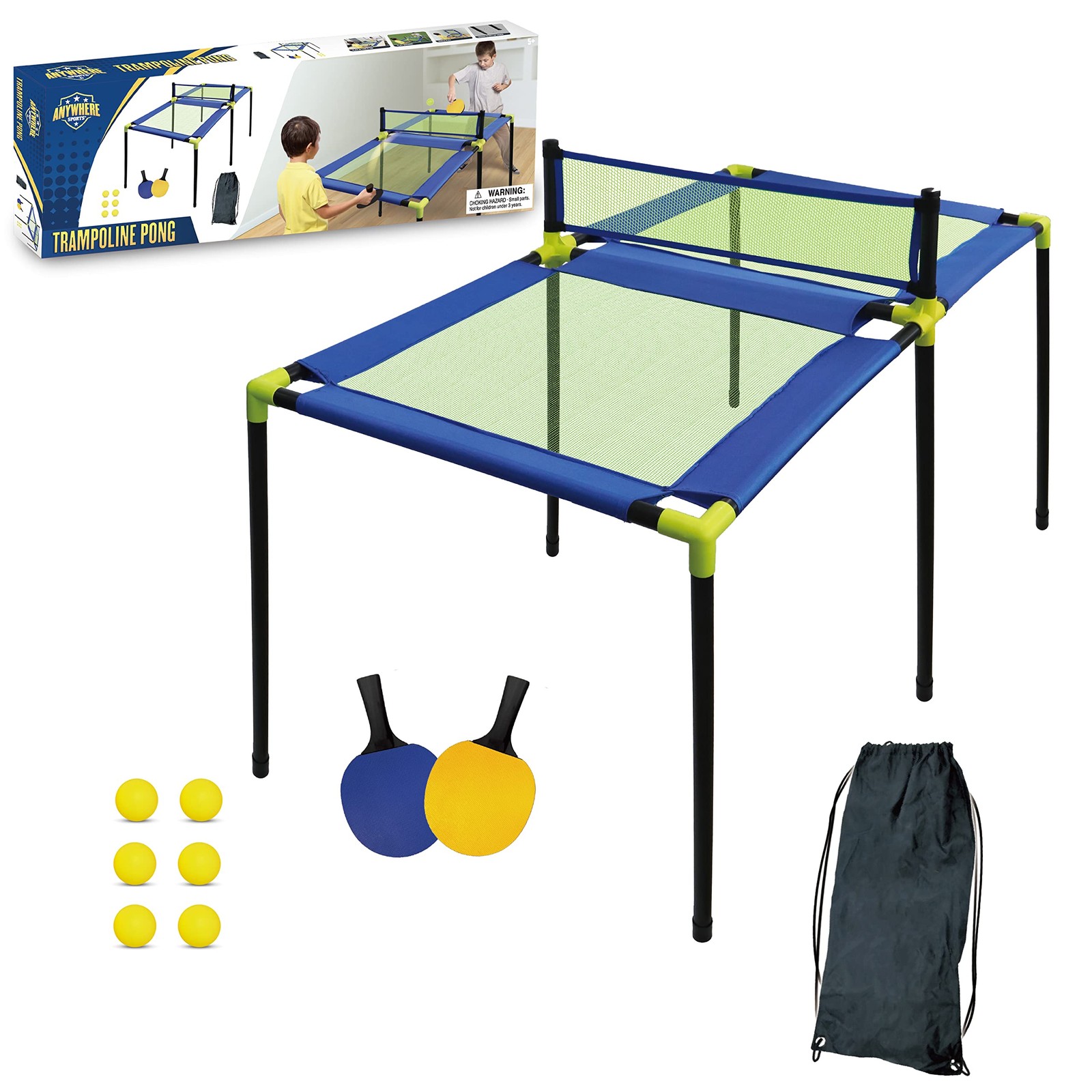 Anywhere Sports - Portable Trampoline Ping Pong Table Tennis Game for Indoor ...
