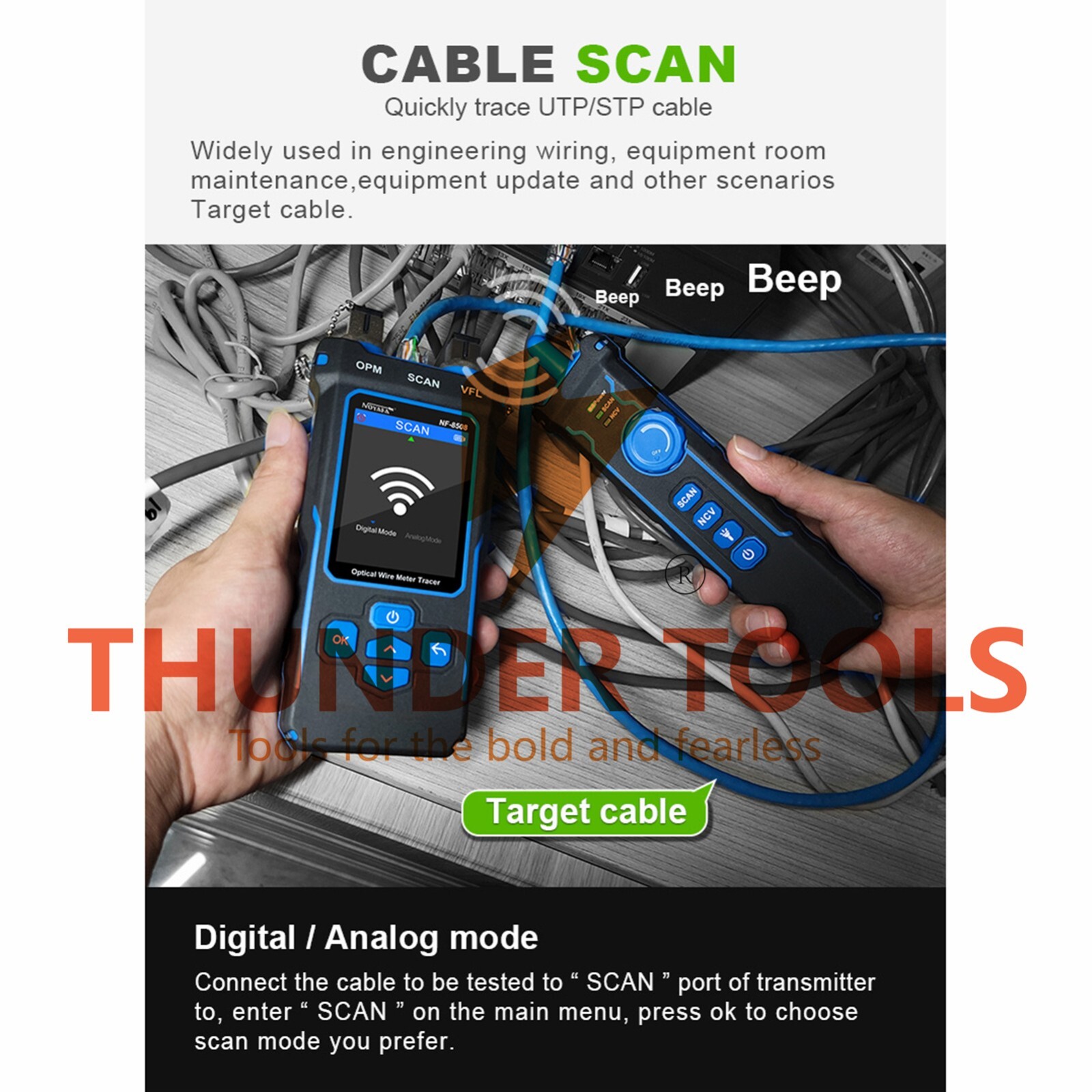 Thunder Tools NOYAFA Optical Wire Meter Tracer LCD Digital Network Cable