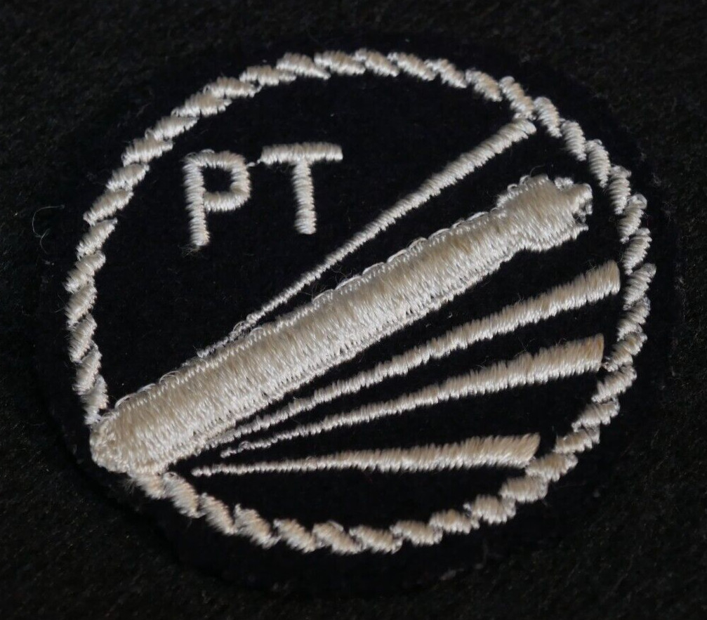 WWII USN Navy PT Patrol Torpedo Wool Gauze Embroidered Patch Album Removed, Rare