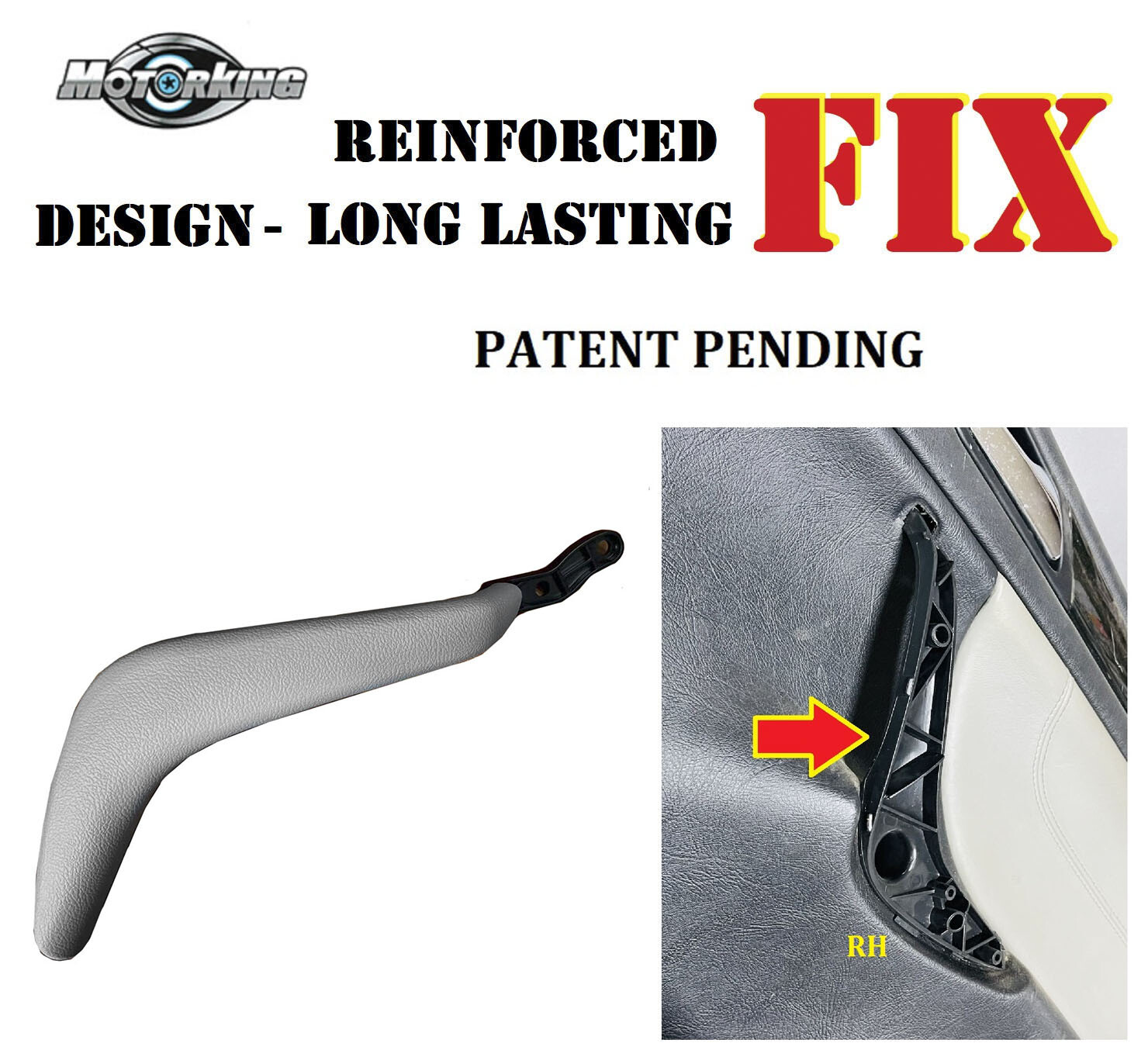 UPGRADED For 98-2003 MB CLK320 CLK55 AMG Right DOOR HANDLE PULLER & COVER Gray