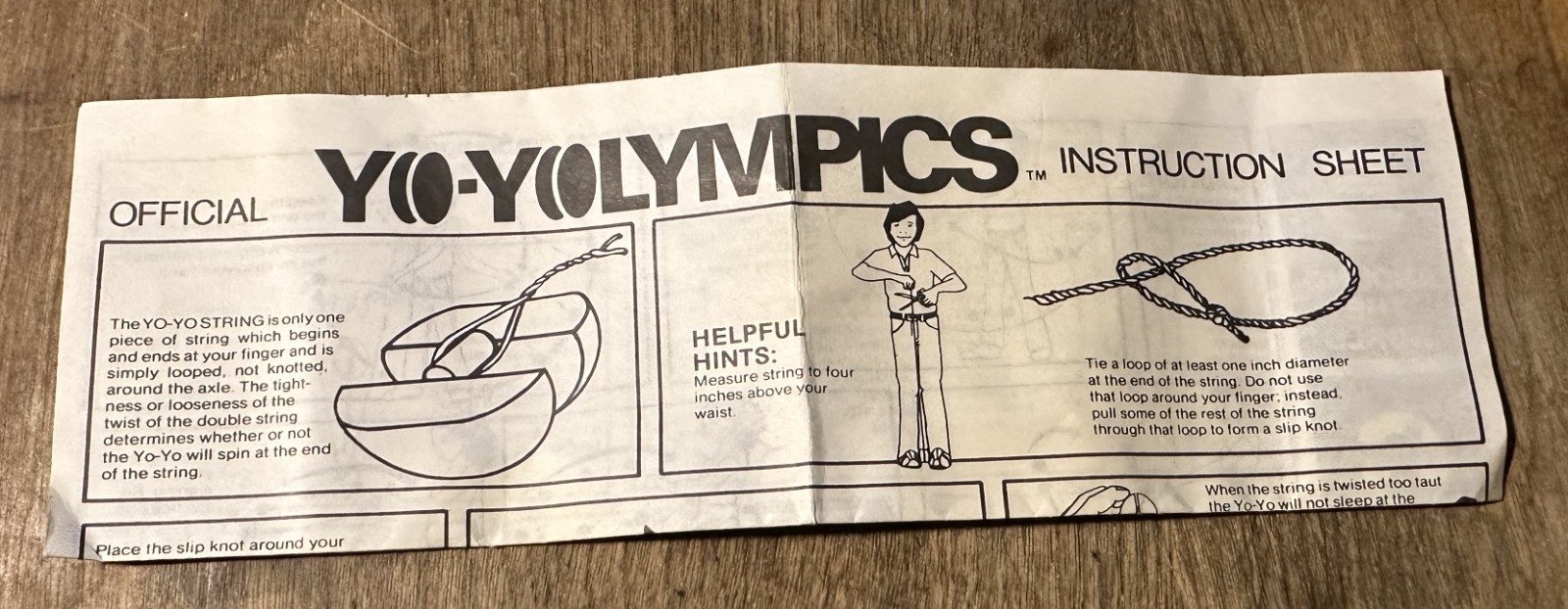 DUNCAN YO-YO 1978 OFFICIAL YO-YOLYMPICS INSTRUCTION SHEET