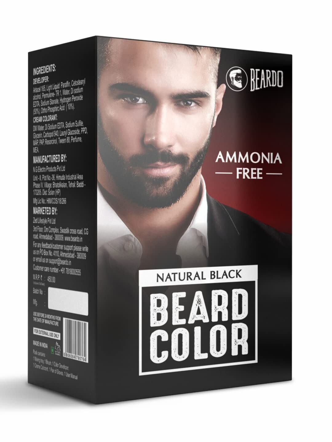 Beardo Beard Color For Men - Natural Black, 60ml Long Lasting Easy to apply