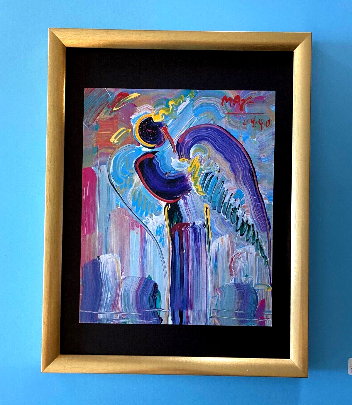 PETER MAX ANGEL ICONIC PRINT + SIGNED + FRAMED 16X12in + READY TO DISPLAY