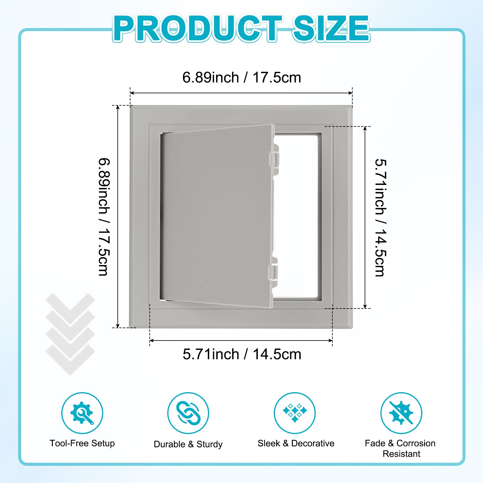1-Pack Access Panel for Drywall, 5.7x6" Plastic Self Adhesive Cover [Gray]