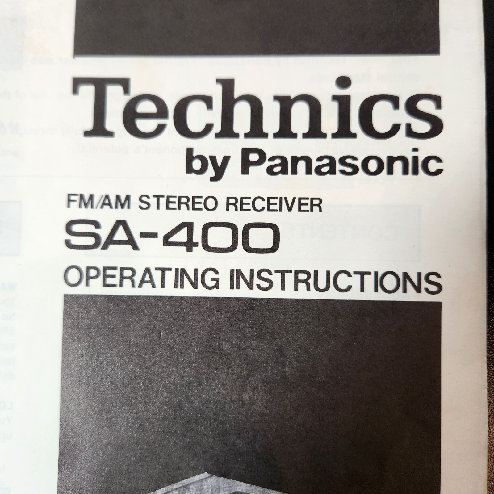 Technics By Panasonic SA 400 Receiver Operating Instructions + New Model Booklet