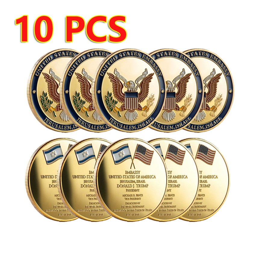 10PCS Collectible US Embassy Jerusalem Israel Challenge Coin Souvenir