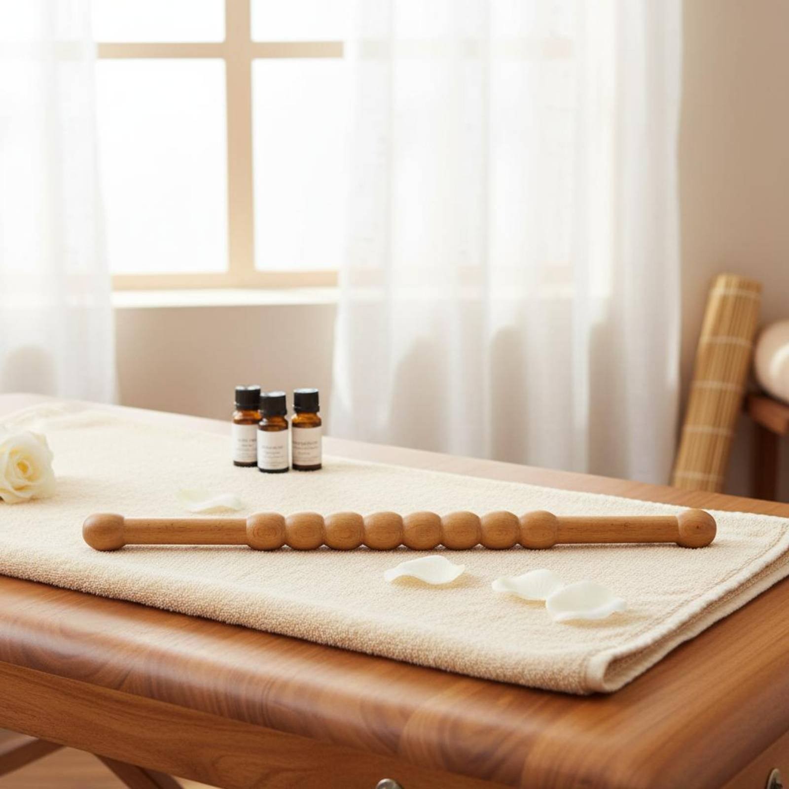 Wood Massage Stick Sleek Rounded Grip Wooden Massage Massage Cylinder Stick