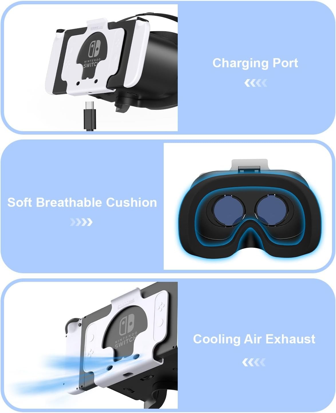 VR Headset for Nintendo Switch & Switch OLED 3D VR Gaming Experience with Lens