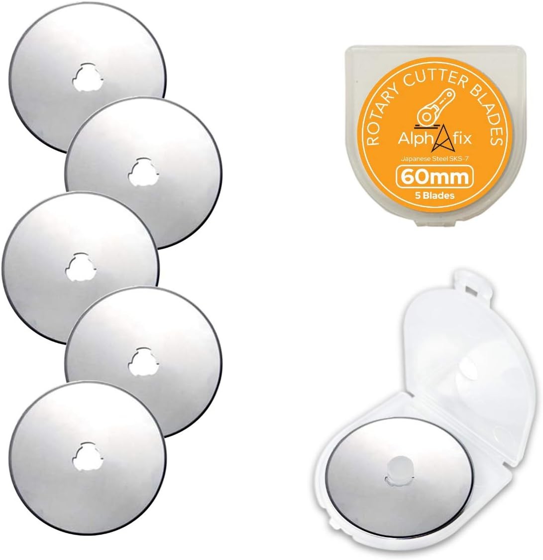 Rotary Cutter Blades 60mm 05 Pack Compatible with notched hole 60mm rotary cutte