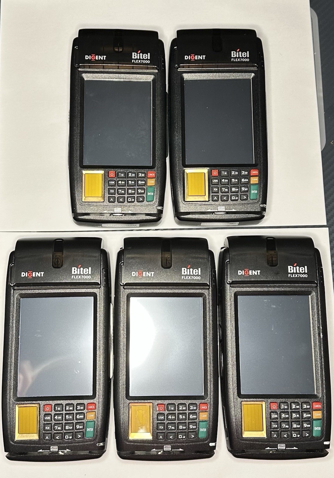 Lot of 5 Bitel Flex7000 POS Terminals - All Boot Windows Ce - New Old Stock