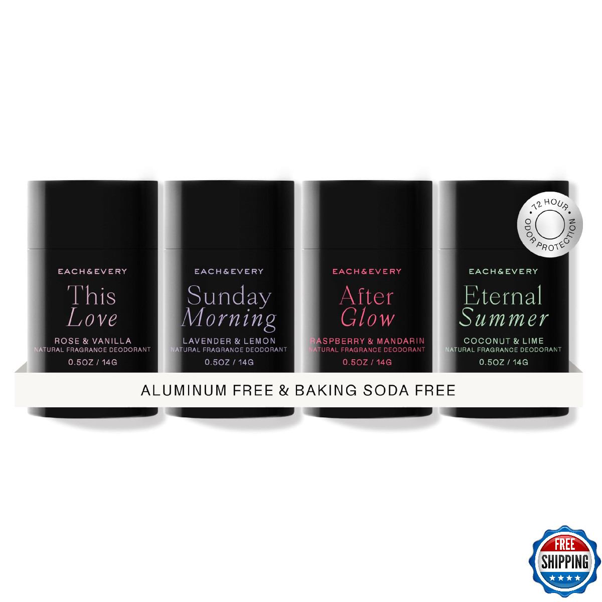 Each & Every All Natural Deodorant for Women & Men - Sensitive Skin, Plant-Based
