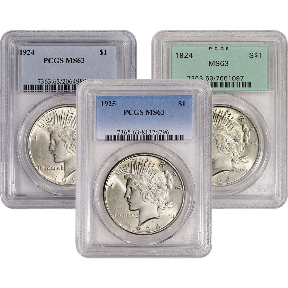 US Peace Silver Dollar - PCGS MS63 - (1 Coin) Random Date and Label