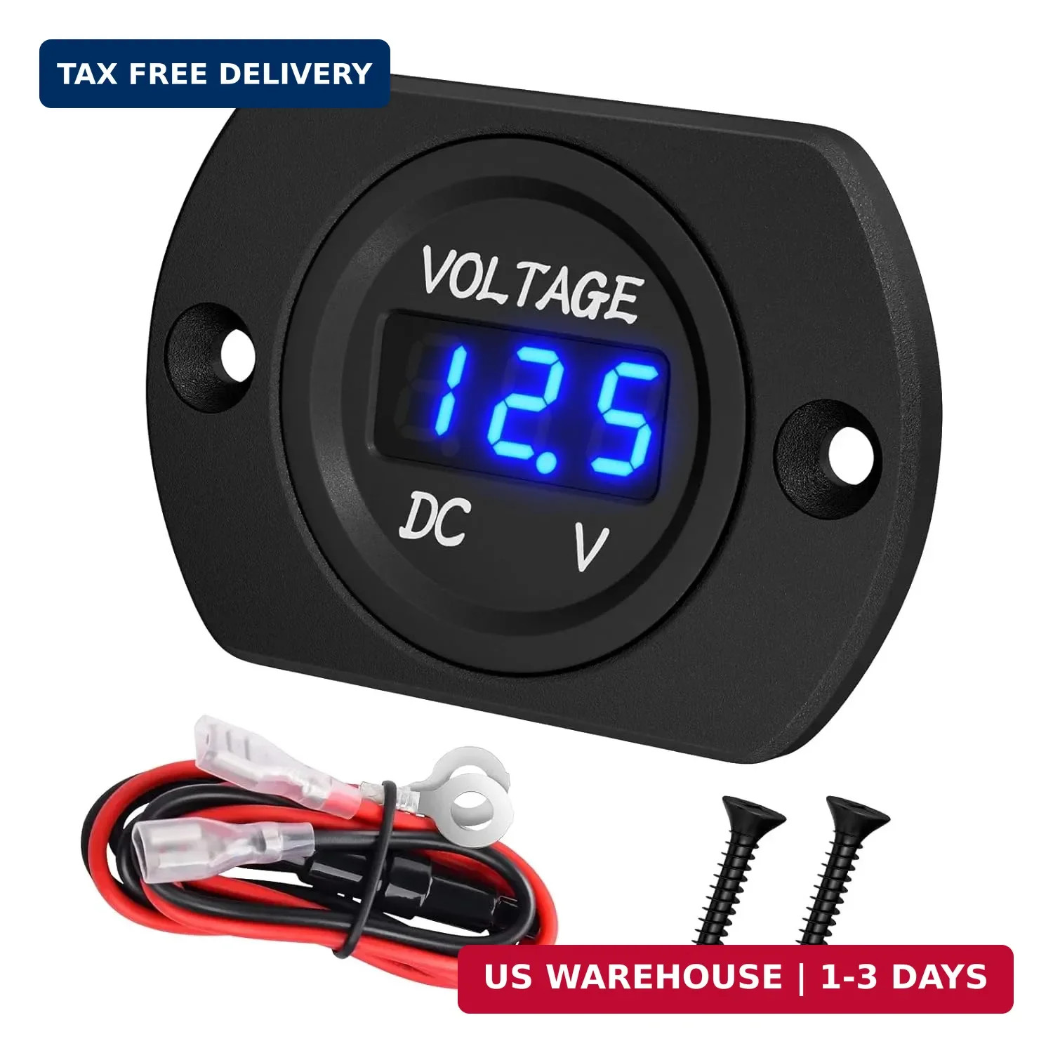 Battery Voltage Meter Waterproof DC 12V 24V LED Voltmeter Panel 12 Volt 24 Volt