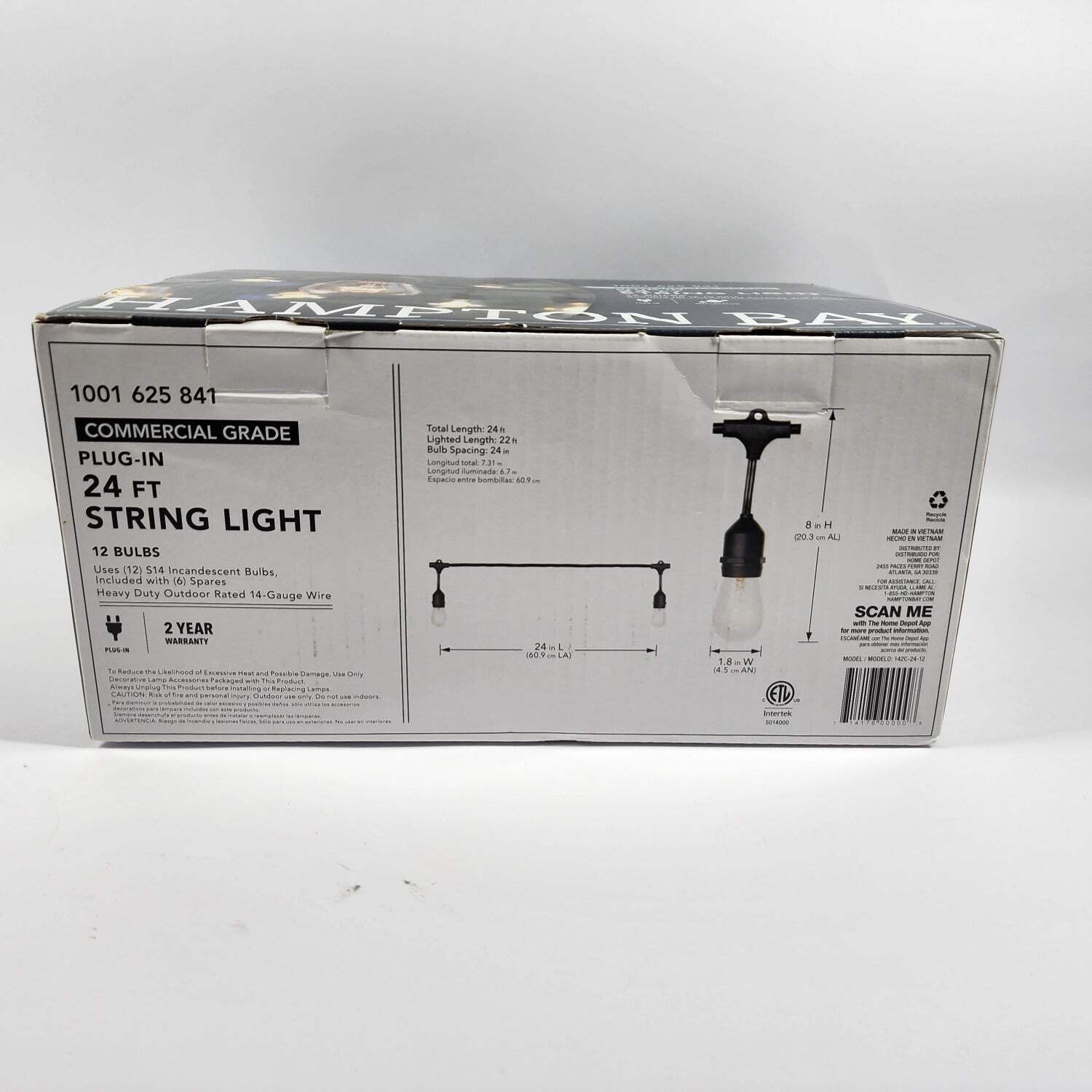 New Hampton Bay Plug In 24 ft string light 142C-24-12