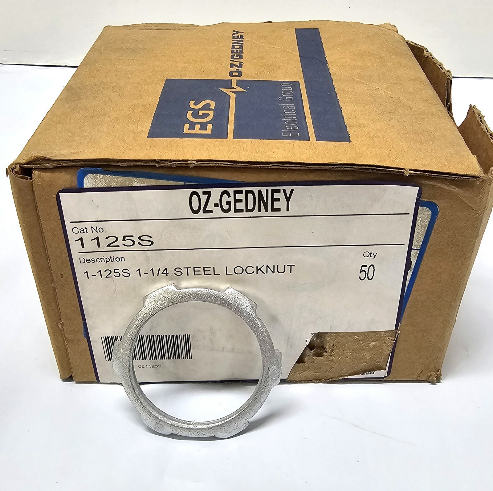 BOX OF 50 ~ Oz/Gedney 1125S Threaded Conduit Locknut 1-1/4" Heavy Stock Steel