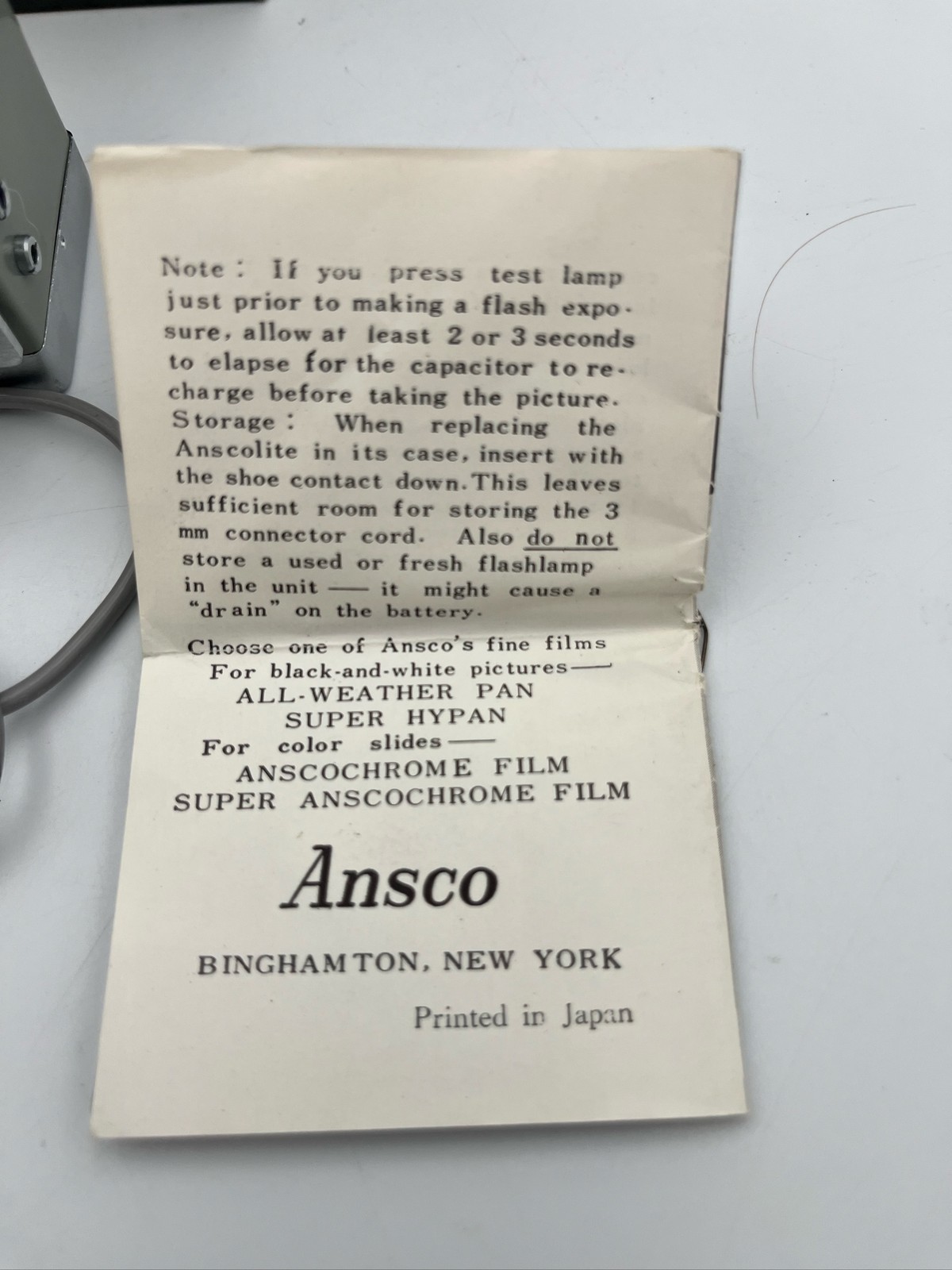 Ansco Anscolite II Gray Vintage Camera Flash Complete Set Japan