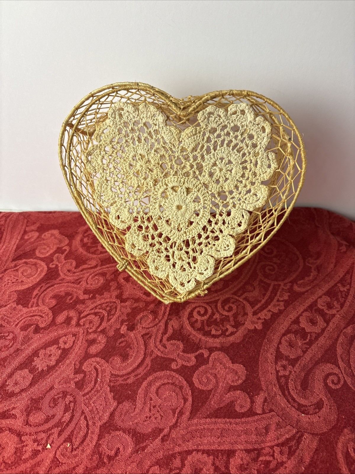 Handmade Woven Natural Abaca Wicker Nesting Heart Shaped Box Basket