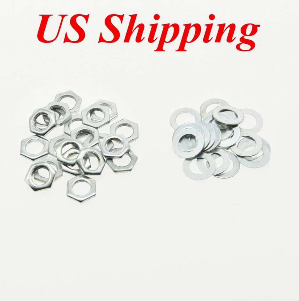 KAISH 20-PACK Zinc Metric Size M8 Guitar Nuts and Washers for Large Metric Pots