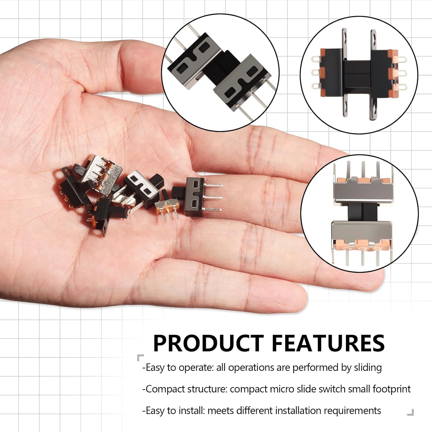 Mini Micro Slide Switches Toggle Vertical Panel Mount Set