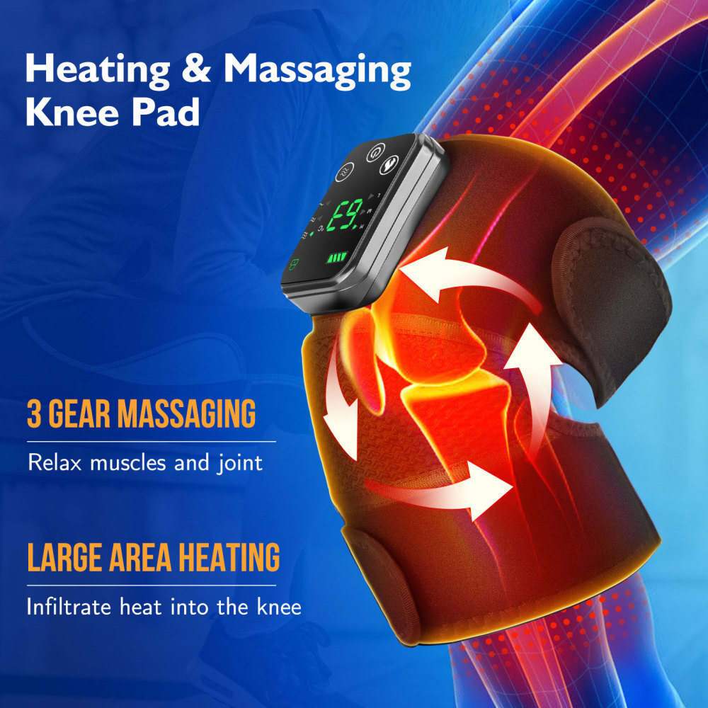 Electric Heating Knee Massager Pad Brace Wrap Leg Therapy Warmer for Pain Relief