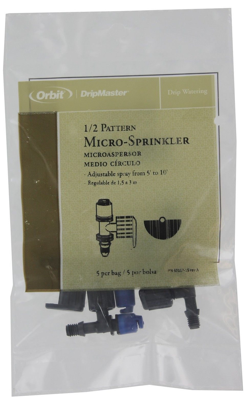Orbit 67117 29 GPH at 25 PSI Half Pattern Low Volume Adjustable Flow Sprinkler
