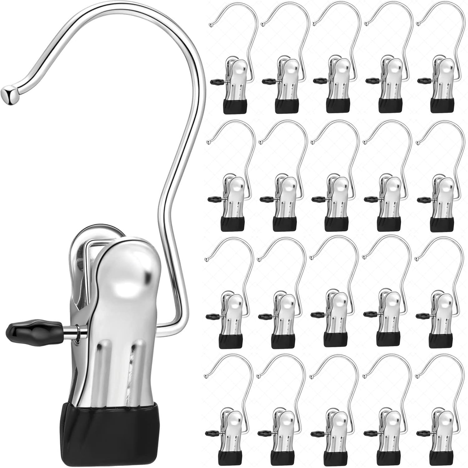 20 PCS Hanging Clips Stainless Steel Boot Hanger For Closet Laundry Towel
