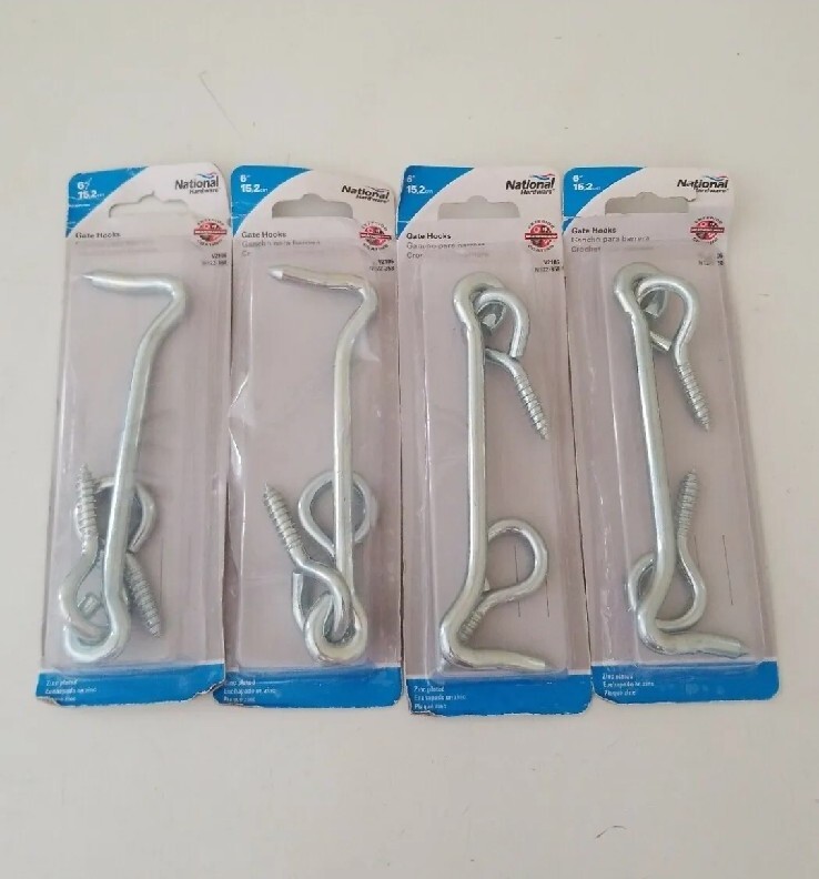 National Hardware 6" Zinc Plated Steel Hook & Eye Gate Hook N122-358 lot of 4