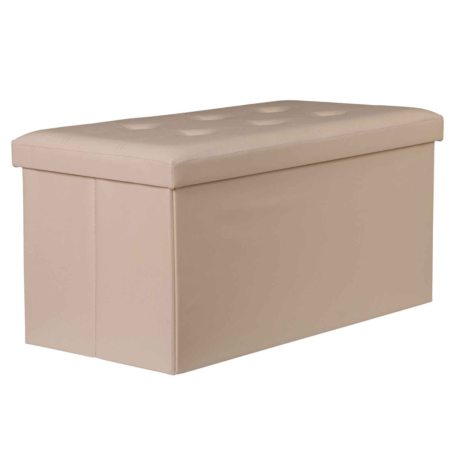 Beige Sturdy Ottomans Foot Bench Foldable Storage Footstools Spacious Organizer
