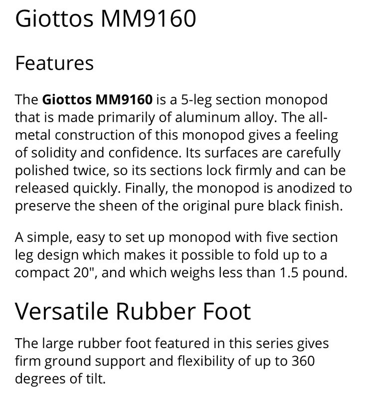 GIOTTOS MM 9160 Monopod
