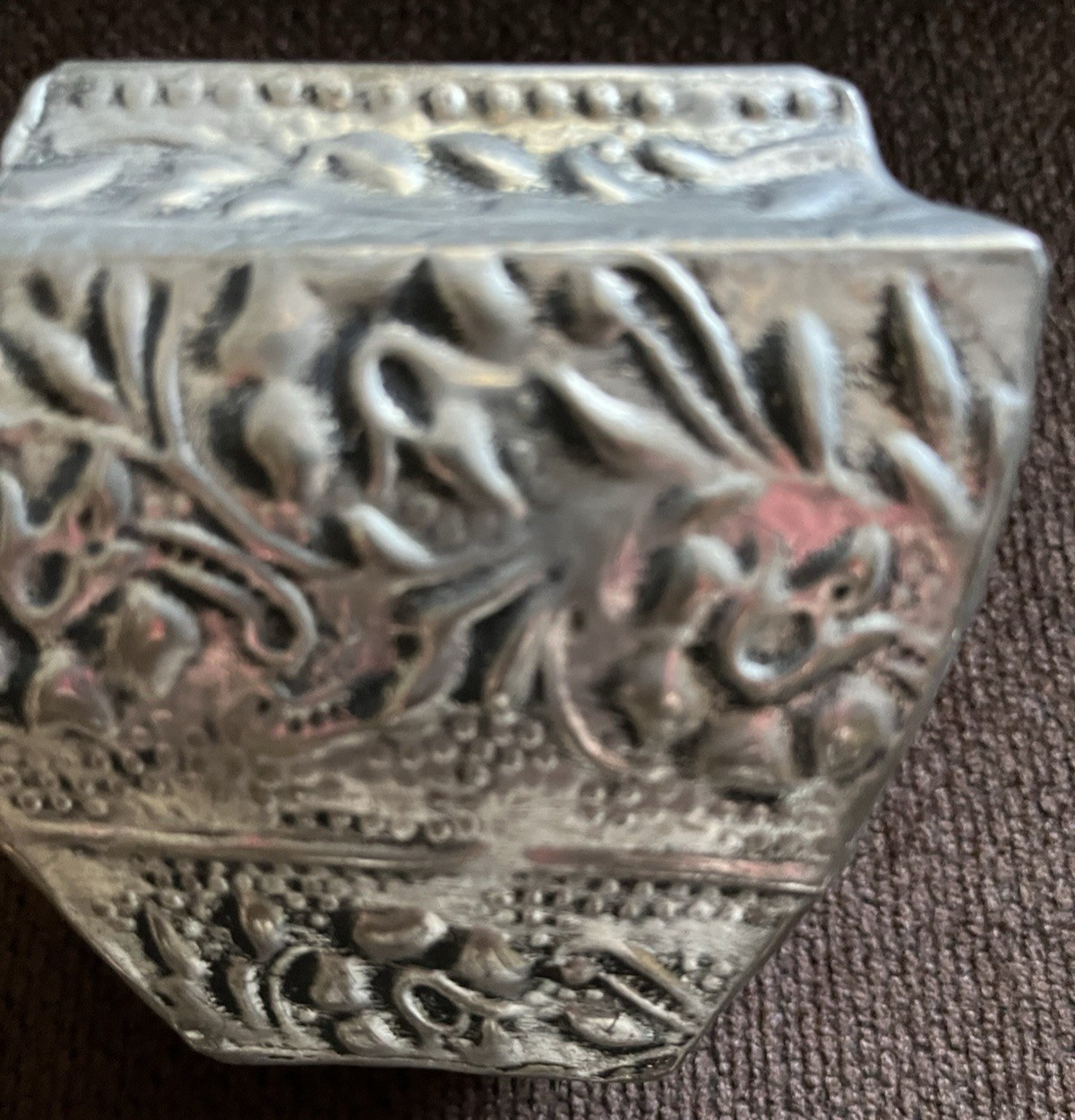 India Metal Vase Small Embossed
