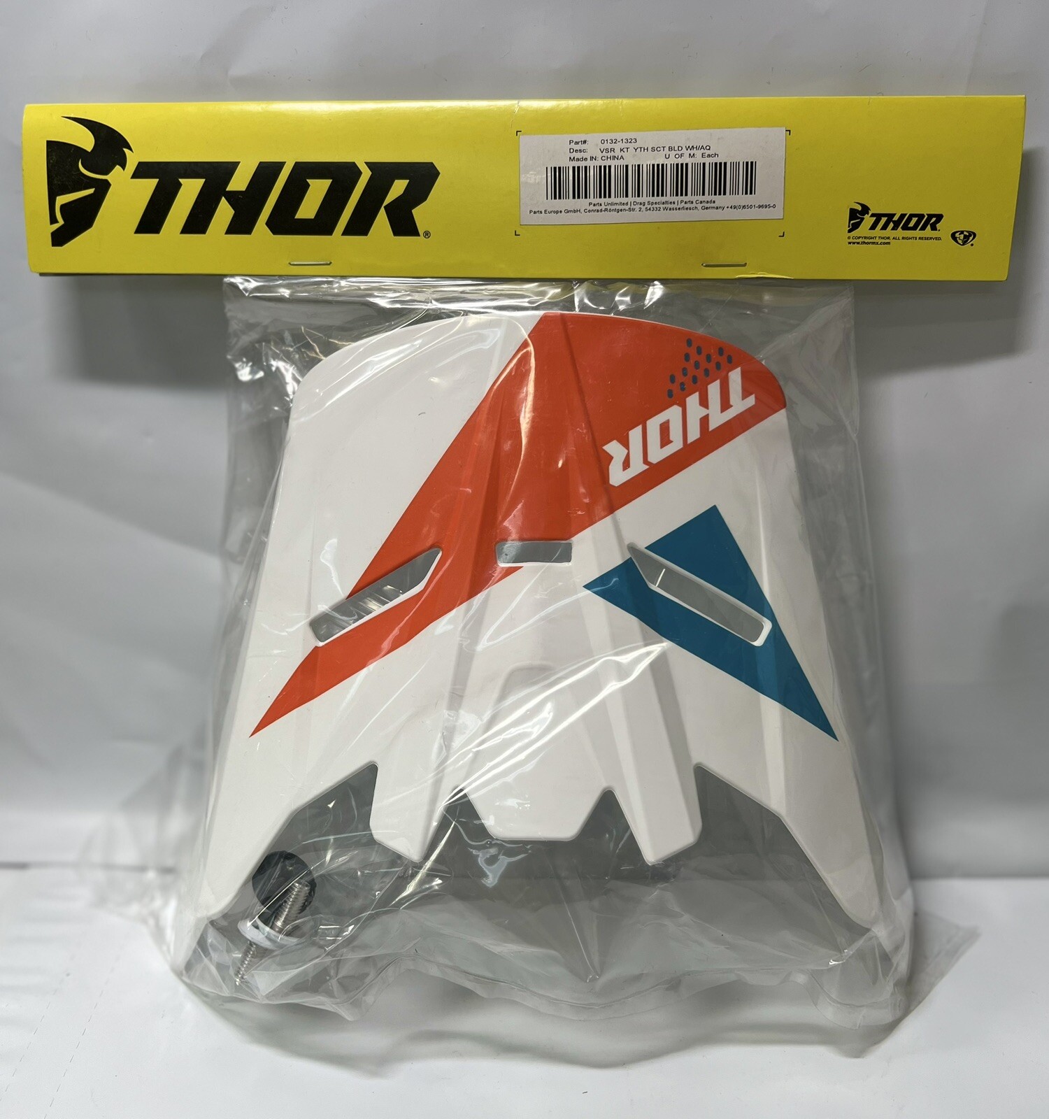 THOR SECTOR BLADE YOUTH REPLACEMENT VISOR #0132-1323 WHITE/AQUA