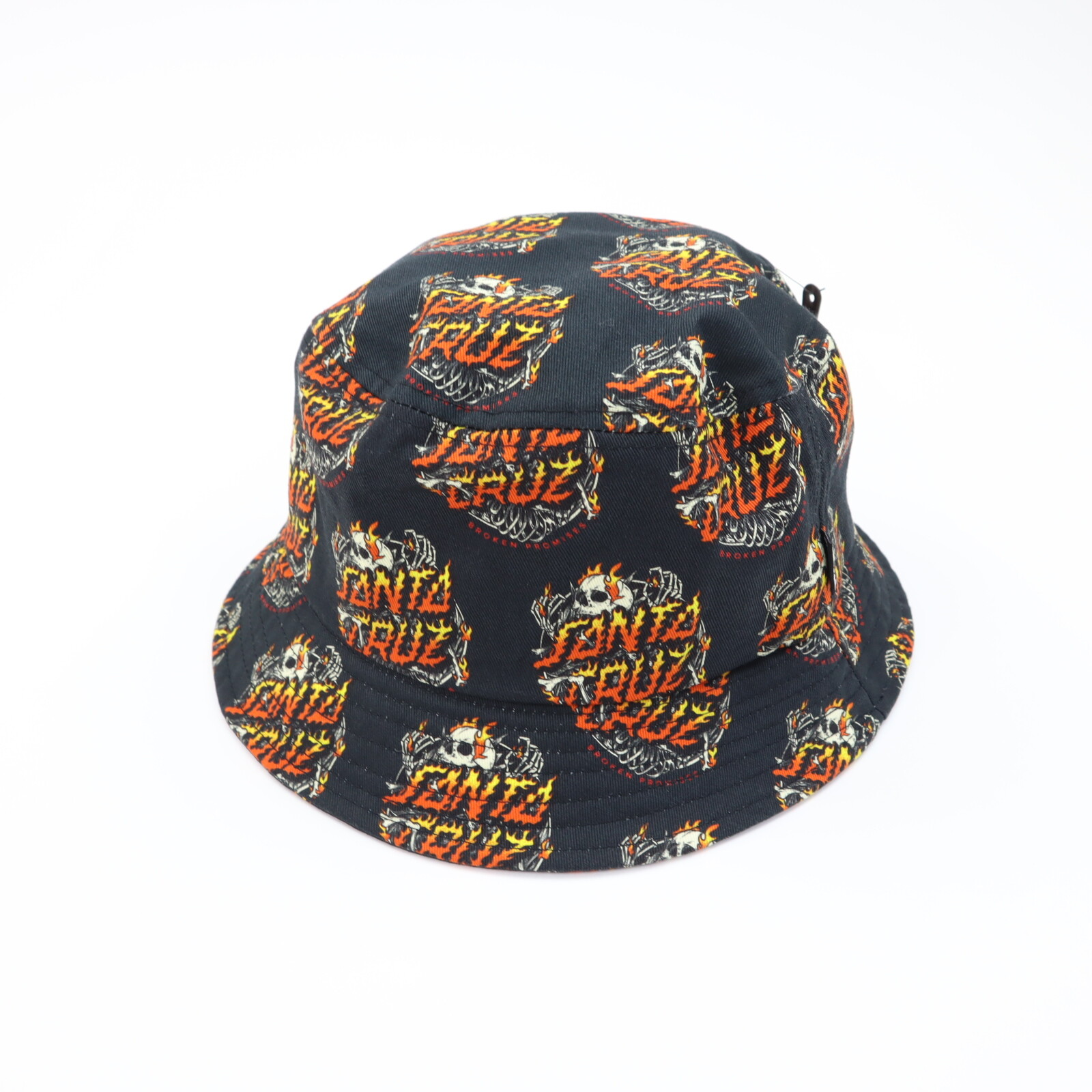 Bucket Hat Santa Cruz Skateboards X Broken Promises Flaming Skeleton Black Y2K