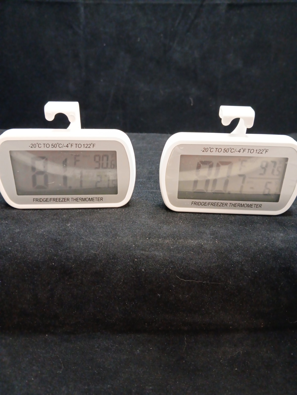 Refrigerator/Freezer Digital Thermometer W/Magnetic Back, Hooks For Shelves Used