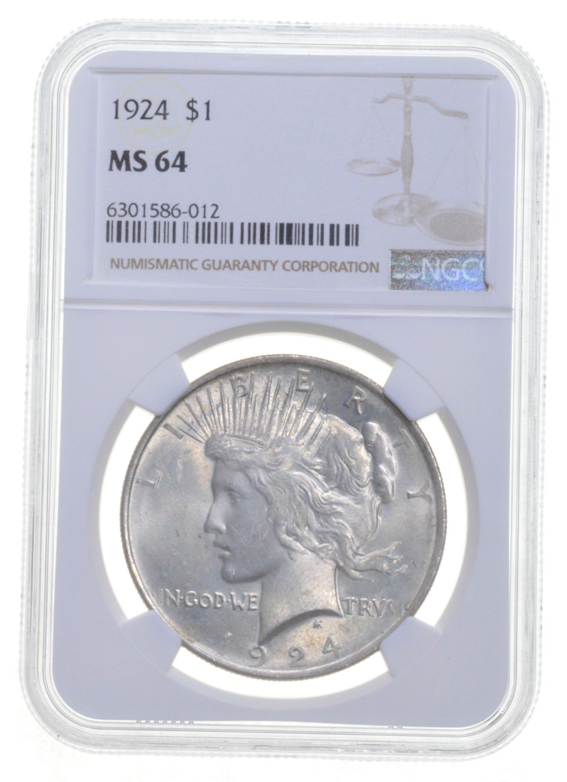 1924 Peace Silver Dollar MS64 NGC Brown Label