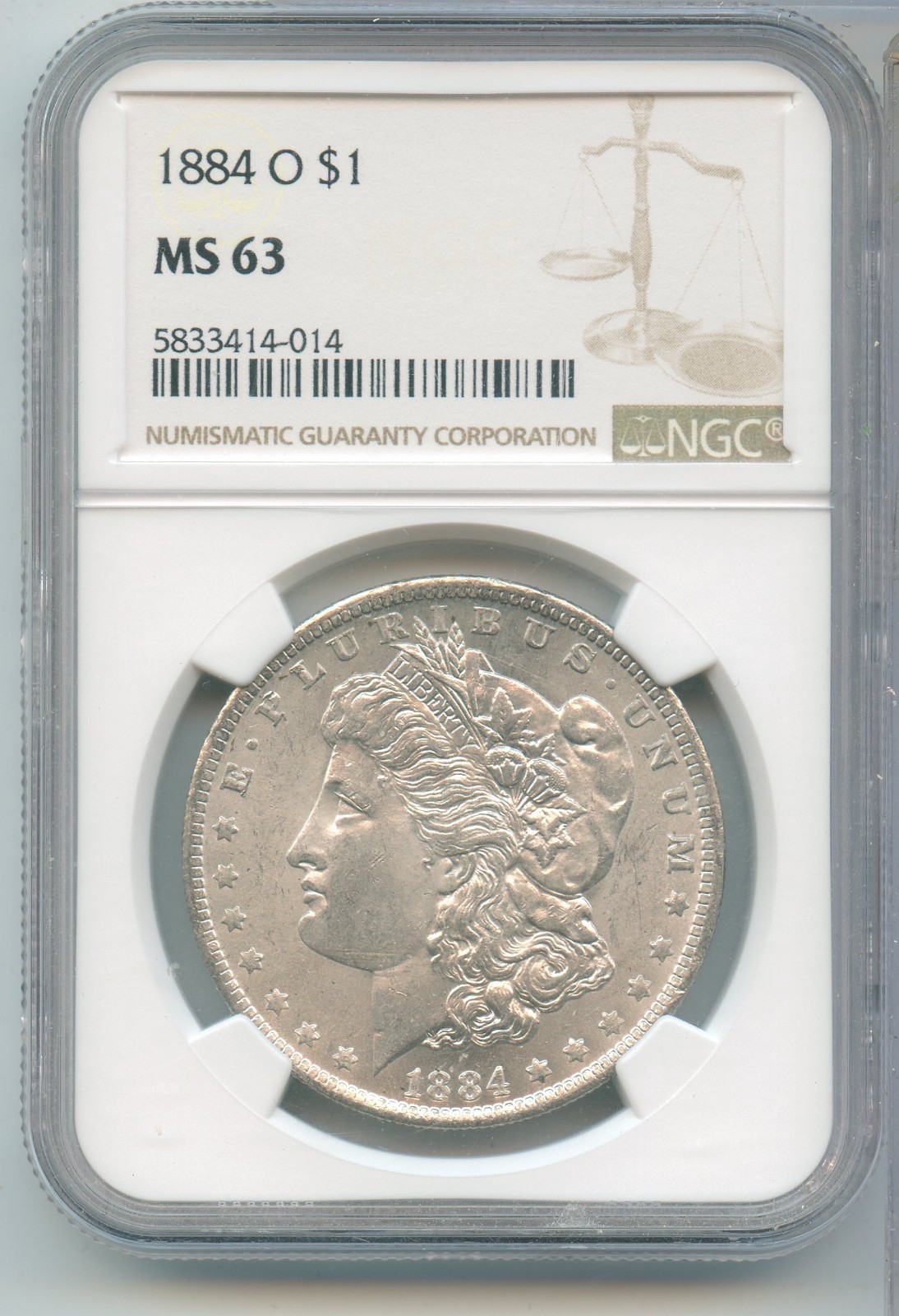 1884-O Morgan Silver Dollar NGC MS 63 Certified - New Orleans Mint - JK120